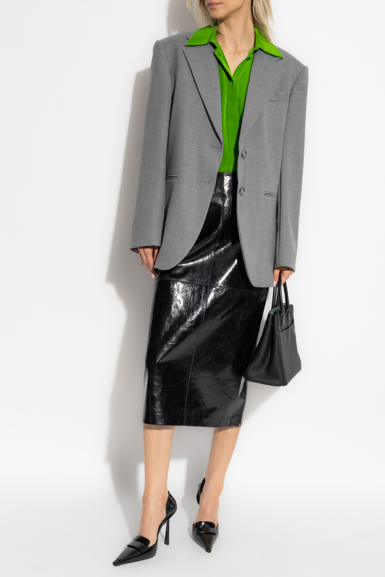 【関税&送料込】Sportmax Grey Wool Baffo Blazer Baffo virgin wool blazer in grey - Sportmax | Mytheresa